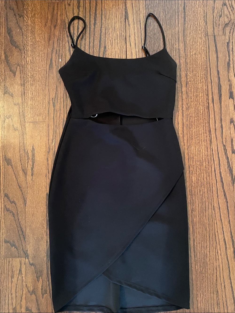 Lulu's Black Cutout Wrap-Front Mini Dress